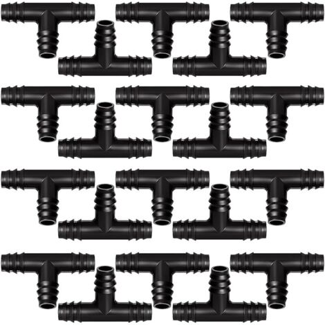 20 Pièces 16mm Connecteurs de Tuyaux, Connecteur de Tuyau Cannelé en Plastique, Raccord D'irrigation, Connecteurs Barbelés de Tuyaux pour Système D'Irrigation, Tés