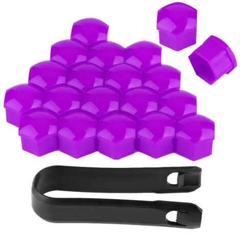 20 pièces 17mm écrou roue de voiture Auto moyeu vis Protection antivol couvercle capuchon violet