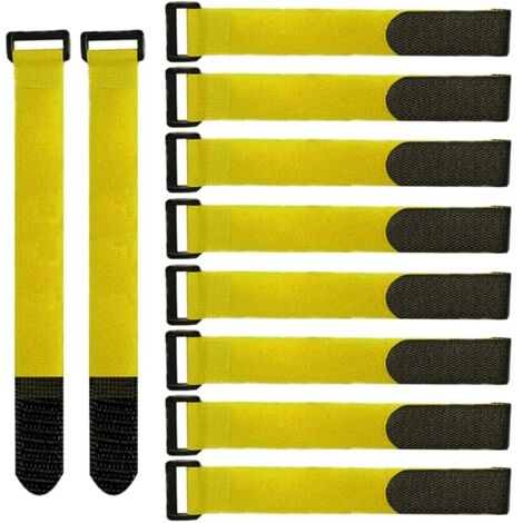 20 Pièces 30 X 2 cm Nylon Serre-Câbles, Sangles de Câbles Réutilisables, Attaches de Câble Réglables à Crochet et Boucle (Jaune)