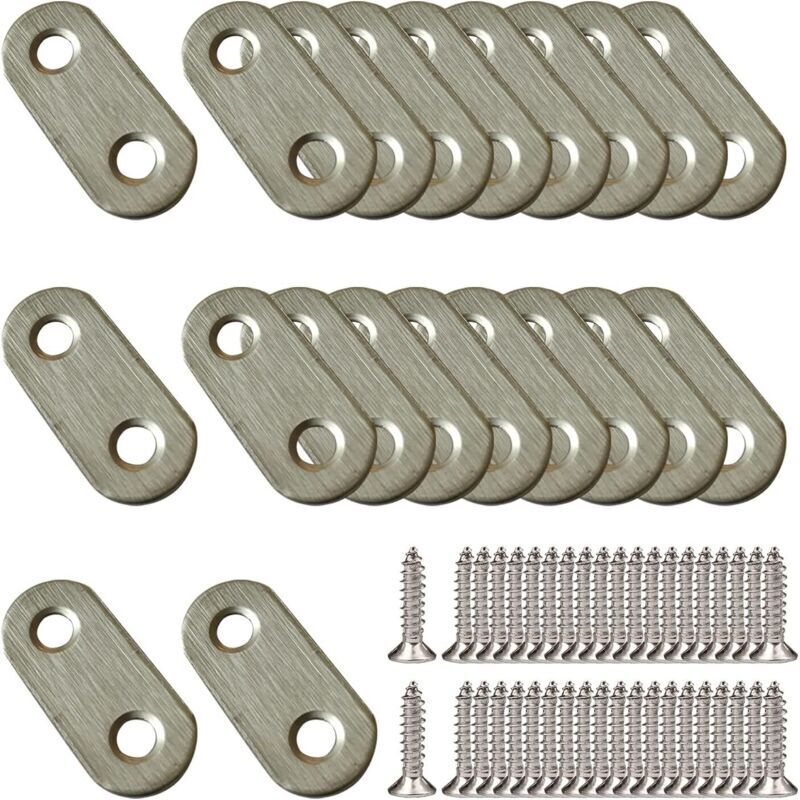 20 pieces 37 x 16 mm angle brackets, stainless steel reinforcement, angle bracket repair plates, fixing bracket, with screws