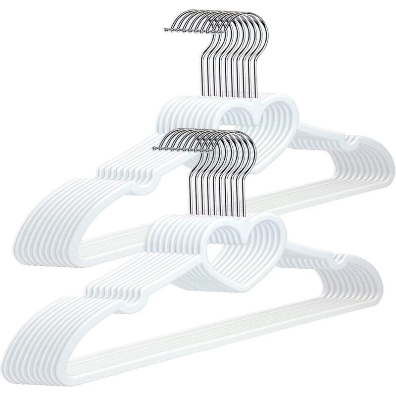 20 pièces, 39 x 21 x 0,5 cm, blanc, avec crochet pivotant à 360 degrés, cintres en plastique durables pour vêtements, chemises, vestes