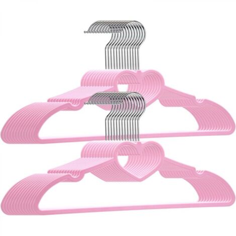 20 pièces, 39 x 21 x 0,5 cm, rose, avec crochet pivotant à 360 degrés, cintres en plastique, durables, pour suspendre vêtements, chemises, vestes