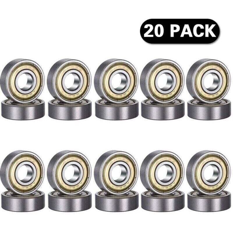 20 pieces 608 ZZ Ball Bearing, 608ZZ Metal Double Shielded Miniature Deep Groove Skateboard 3D Printer Ball Bearings (8 X 22 x 7 mm).