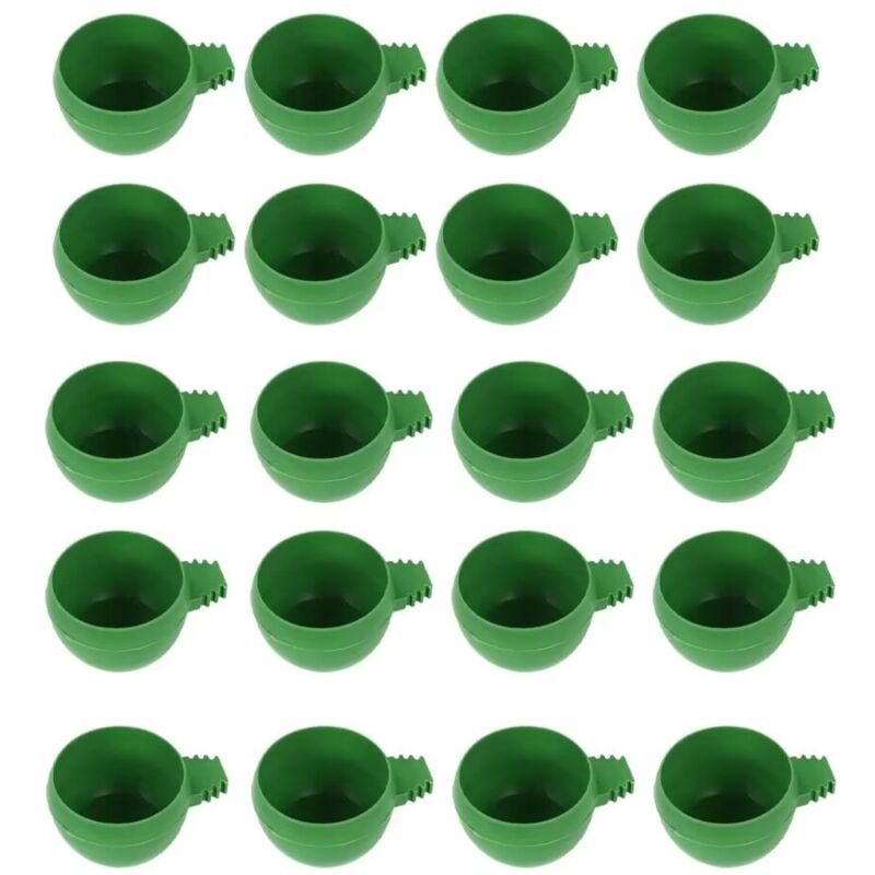 Fitags - 20 pièces Abreuvoir Mangeoires Alimentateur à Oiseaux en Plastique Bol Tasse Alimentaire Nourriture pour Petit Oiseau Perroquet Pigeon, verte
