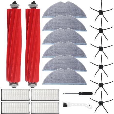 20 Pièces Accessoire Robot, 2 Brosses Principales, 6 Serpillières, 6 Brosses Latérales, 4 Filtres, Pour Roborock S7