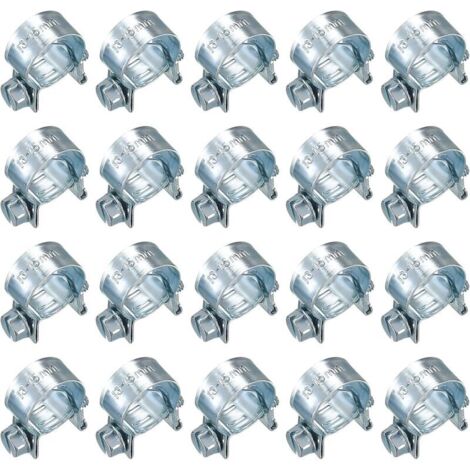 20 Pieces Adjustable Hose Clamps, Metal Hose Clamps, Hose Clamp for Exhaust Pipe, Fuel Injection Pipe Clamp - 13-15 mm
