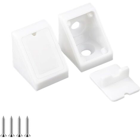 20 Pièces Angle Suport pour Etagere, Équerre D'angle en Plastique, Connecteurs de Meubles, avec Vis, Équerres D'étagère, Connecteur Angle
