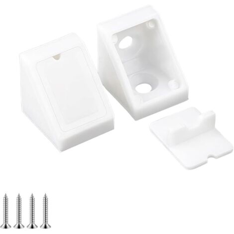 20 Pièces Angle Suport pour Etagere, Équerre D'angle en Plastique, Connecteurs de Meubles, avec Vis, Équerres D'étagère, Connecteur Angle