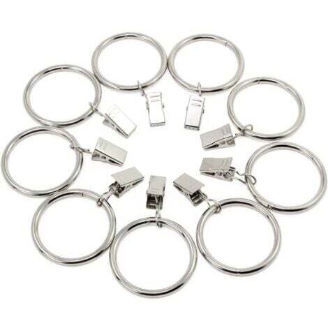 Lot De 40 Anneaux Pour Rideaux Avec Pinces - Métal Décoratif - Couleur Neutre - Neuf