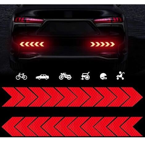 20 Pièces Autocollants Réfléchissants Haute Intensité pour Voiture Visibilité Nocturne Qualité Diamant Avertissement de Sécurité étanche pour Voiture Poussette de Moto (Rouge)