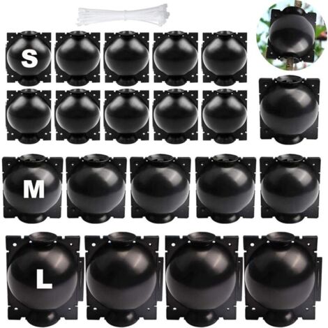 20 Pièces Boîte d'enracinement de Plante Balle de Propagation, Boîte de Culture de Racines de Plantes, Boîte de Greffage Dispositif De Racine De Plante pour Greffage Jardin (S+M+L) (Noir)