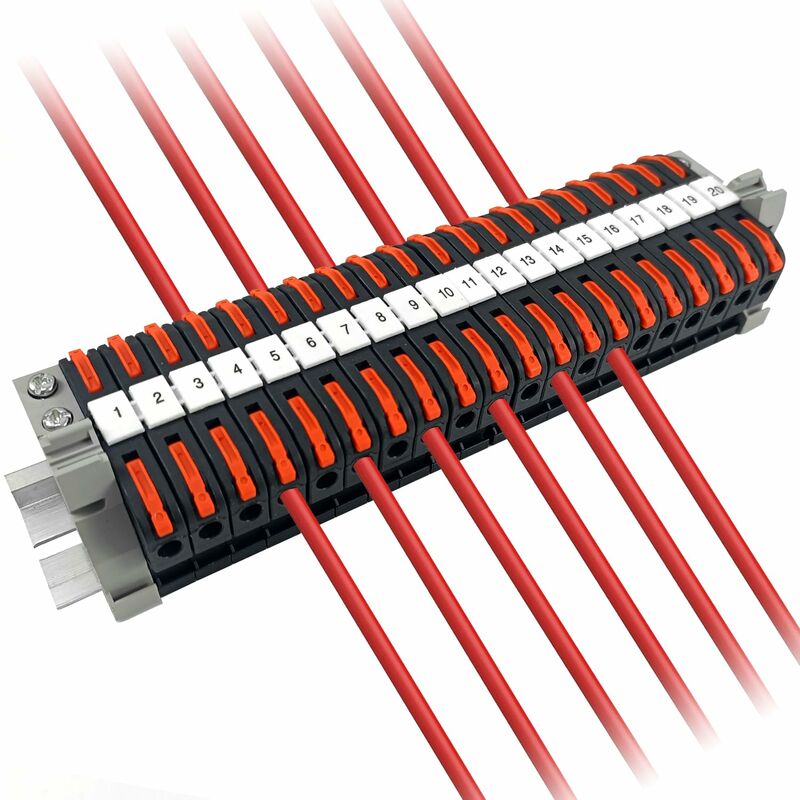 20 pièces Bornier Rail Din Electrique, Domino Electrique, Cosses Electriques a Sertir, Raccord Rapide Electrique, 0,08-4 mm² Compact Borne de