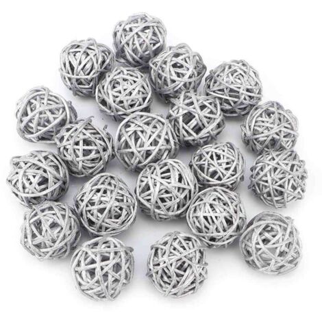 20 Pièces boules de rotin décoratives multicolores en osier, Boules Décoratives Orbes, Ornement De Remplissage De Bol De Vase Bricolage Pour la M on, Remplissage De Vase Pour L'artisanat, Fête