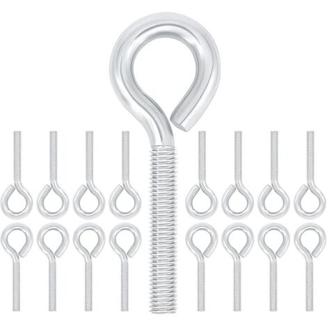20 Pièces Boulons à Œillet M4 x 40 mm, Acier au Carbone Zingué, Anneaux Filetage Vis Tige Longue pour Fixation et Suspension de Câbles, Argenté