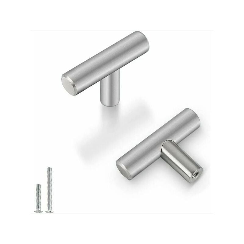 Alovez - 20 Piècces Boutons De Meubles Poignèce De Barre En Acier Inoxydable Argent Unique Trou pour Porte Armoire LS201BSS Moderne