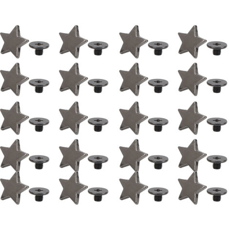 20 Pièces Boutons Rivets en Forme d'Étoile pour Décoration de Vêtements et Chaussures DIY, Accessoires en Métal Noir avec Vis