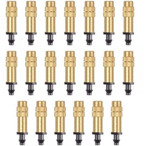 20 Pièces Buse d'Atomisation en Cuivre Réglable Pulvérisateur d'Irrigation Goutte à Goutte 4 / 7mm Atomisation Micro Arroseur Équipement d'Irrigation Refroidissement Jardin Serre Légumes