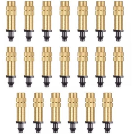 20 Pièces Buse d'Atomisation en Cuivre Réglable Pulvérisateur d'Irrigation Goutte à Goutte 4 / 7mm Atomisation Micro Arroseur Équipement d'Irrigation Refroidissement Jardin Serre Légumes