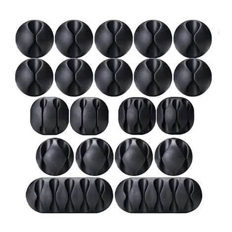 20 Pieces Cable Clips Cable Holder, Multipurpose Cable Management Cable Organizer Set for Desk, Power Cable, USB Charging Cable, Chargers, Audio Cable