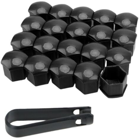 20 Pièces Cache Ecrou, Cache Ecrou 17mm, Cache écrou de Roue, Capuchons D'écrou de Roue Universel,Cache Boulon, pour la Plupart des Voitures, Noir
