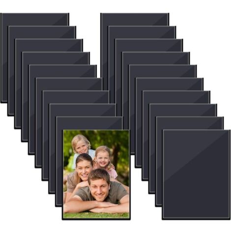 20 Pièces Cadres Photo Magnétiques, 9.3 x 6.3 cm Cadre Photo Magnetique Frigo, Réutilisable, pour Réfrigérateur Casier Armoire de Burea, pour Photos et Cartes Postales, pour Photos de Famille (Noir)
