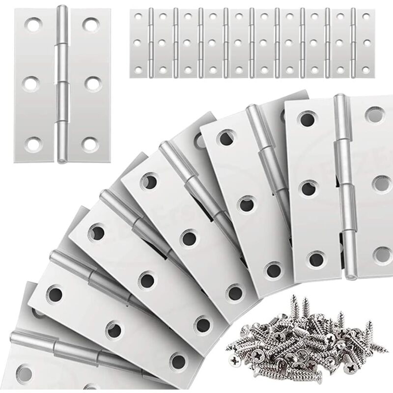 20 Pièces Charniere Inox Charniere Porte Placard Pliant Plate Charnière 66 38mm pour La Maison Meubles Matériel Armoire Garde Porte Tiroir avec Vis