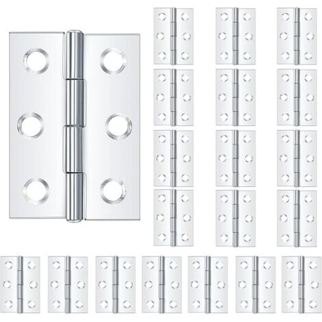20 Pièces Charnières de Porte Meuble, Charnières en Acier Inoxydable, Paumelles Charnière Connecteurs pour Piano Meubles Armoire Porte Tiroir