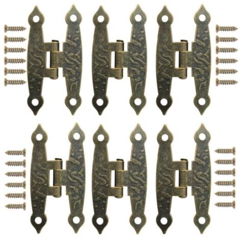 20 Pièces Charnières en Métal Bronze Rétro pour Placard, Armoires avec Vis - Style Pliantes Décorative pour Petite Boîte, Caisse, Meuble, Porte