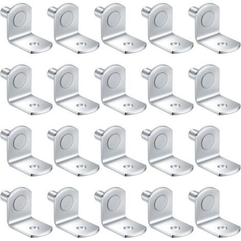 20 Pièces Chevilles de Support Étagère Métal L Forme, 5mm Support Équerre, Consoles et Taquets pour Étagères pour Meuble Armoire Placard Bibliothèque
