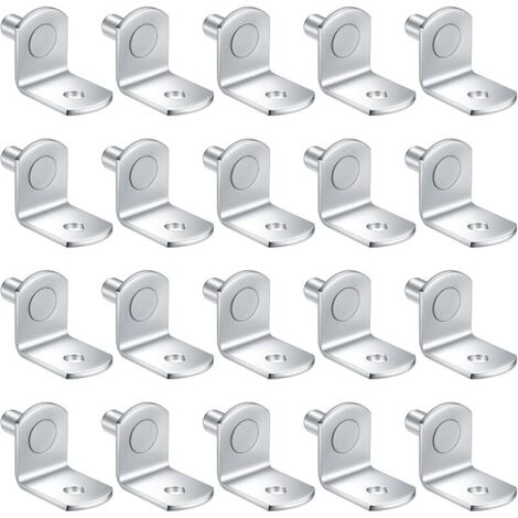 20 Pièces Chevilles de Support Étagère Métal L Forme, 5mm Support Équerre, Consoles et Taquets pour Étagères pour Meuble Armoire Placard Bibliothèque