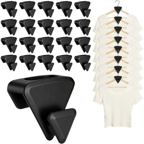 20 Pièces Cintre Gain de Place, Multi-Fonctions Plastique Robuste Crochets d'Organisation et Crochet Connexion de Cintre pour Placard et Penderie, Noir