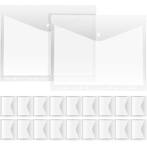 20 pièces Classeur Transparentes Enveloppes de Rangement PP pour Bureau