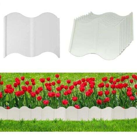 20 pièces Clôture de jardin décorative blanche, 14x15 cm, clôture de garde-corps pour plantes vertes de pelouse