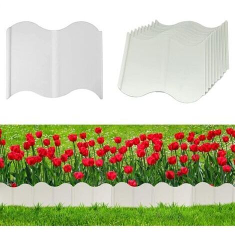 20 pièces Clôture de jardin décorative blanche, 14x15 cm, clôture de garde-corps pour plantes vertes de pelouse
