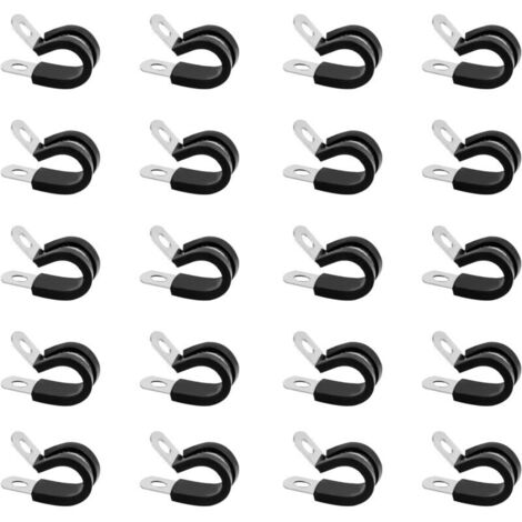 QWORK Lot De 50 Colliers De Serrage 8mm En Acier Inoxydable 304 - Clips De Fixation En U Pour Tuyaux M8