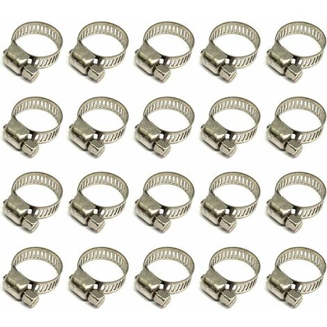 20 Pieces Collier De Serrage Tuyau, Collier De Serrage Tuyau Reglable 10-16mm, 304 Collier De Serrage Inox, Collier Serrage Metallique, Pour Tuyau, Home Gaz, Famille Tuyau D'eau, Cable, Robin