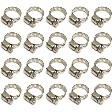 20 Pièces Collier De Serrage Tuyau, Collier De Serrage Tuyau Réglable 10-16mm, 304 Collier De Serrage Inox, Collier Serrage Métallique, Pour Tuyau, Home Gaz, Famille Tuyau D'eau, Câble, Robine