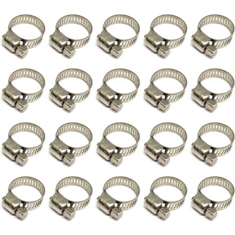 20 Pièces Collier De Serrage Tuyau, Collier De Serrage Tuyau Réglable 10-16mm, 304 Collier De Serrage Inox, Collier Serrage Métallique, Pour Tuyau, Home Gaz, Famille Tuyau D'eau, Câble, Robine