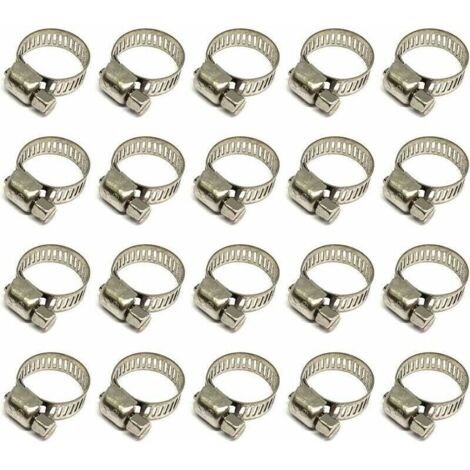 20 Pièces Collier De Serrage Tuyau, Collier De Serrage Tuyau Réglable 10-16mm, 304 Collier De Serrage Inox, Collier Serrage Métallique, Pour Tuyau, Home Gaz, Famille Tuyau D'eau, Câble, Robinet, Etc z