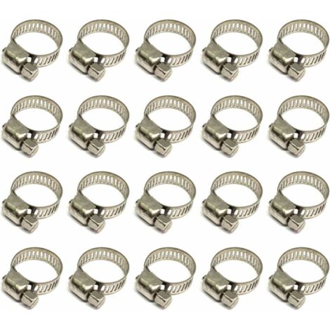 20 Pièces Collier De Serrage Tuyau, Collier De Serrage Tuyau Réglable 12-20mm, 304 Collier De Serrage Inox, Collier Serrage Métallique, Pour Tuyau, Home Gaz, Famille Tuyau D'eau, Câble, Robin