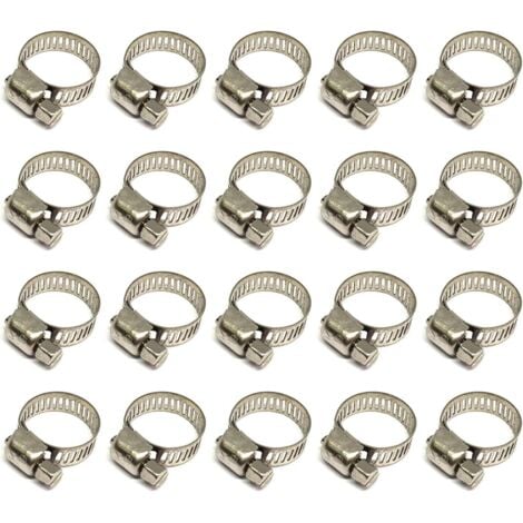 MINKUROW 20 Pièces Collier De Serrage Tuyau, Collier De Serrage Tuyau Réglable 12-20mm, 304 Collier De Serrage Inox, Collier Serrage Métallique, Pour Tuyau, Home Gaz, Famille Tuyau D'eau, Câble, Robinet, Etc