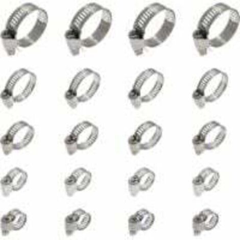 20 Pièces Collier De Serrage Tuyau, Collier De Serrage Tuyau Réglable 16-25mm, 304 Collier De Serrage Inox, Collier Serrage Métallique, Pour Tuyau, Home Gaz, Famille Tuyau D'eau, Câble, Robinet, Etc z