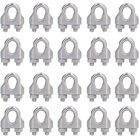 20 Pièces Colliers de Câble en Acier Inoxydable M6 (6mm) pour Câbles et Cordages