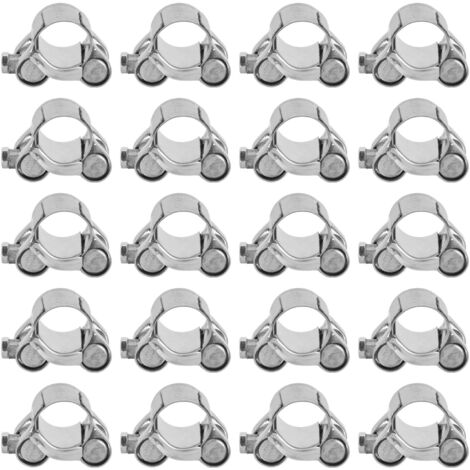 20 Pièces Colliers de Serrage Acier Inoxydable Anticorrosion pour Tuyaux Automobile Industrie 20-22mm