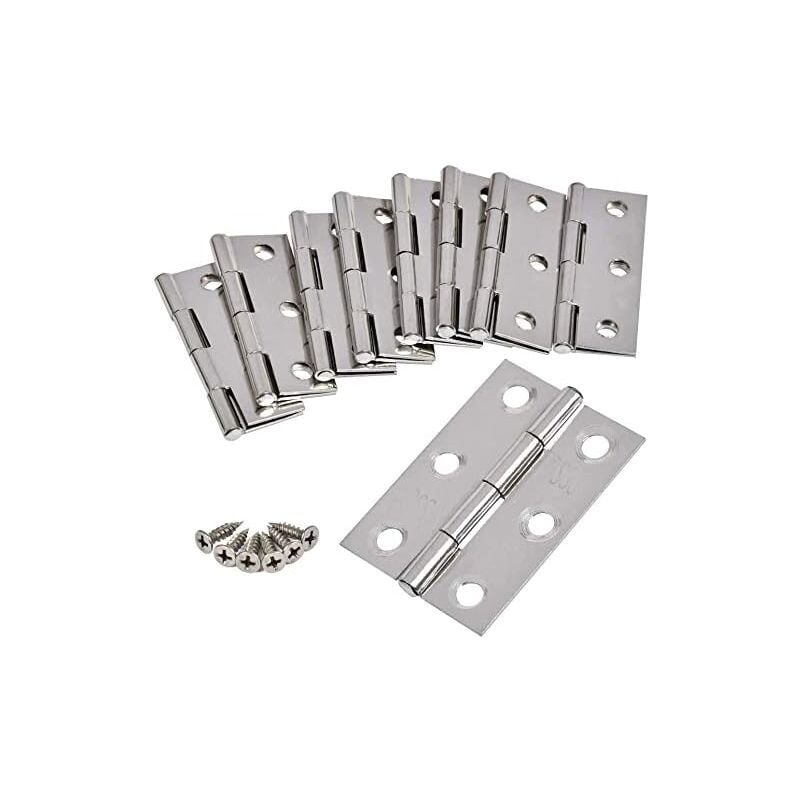 20 Pièces Connecteur de charnière, charnière 44x32 mm, charnière de porte à 6 trous, charnière en acier inoxydable + vis, charnière de tiroir