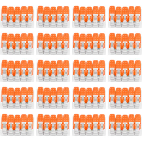 20 Pièces Connecteur Électrique Rapide sans Vis pour Câblage Luminaire Industriel PCT‑665 Orange