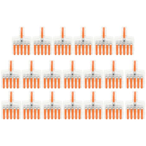 20 Pièces Connecteur Rapide Fil Electrique, Borne de Jonction Type T, Diviseur de Ligne 5 en 1 en Cuivre (Orange)