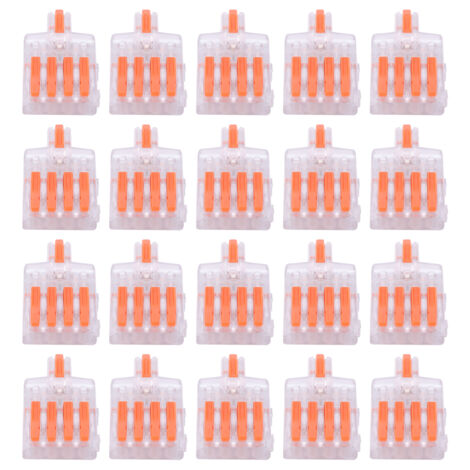 20 Pièces Connecteur Rapide Fil Type T, 1 Entrée 4 Sorties, Borne en Cuivre pour Commande Électrique (Orange)