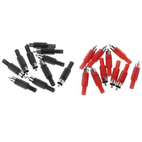 20 Pièces Connecteur RCA Mâle Noir Rouge pour Câble Vidéo Soudure