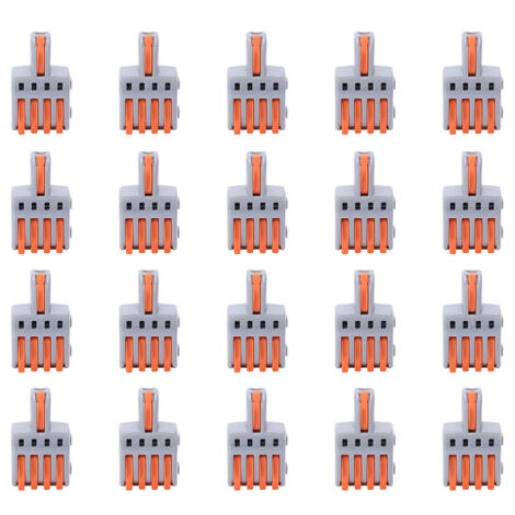 20 Pièces Connecteurs Fil Electrique 1 Entrée 4 Sorties à Pousser Borne de Jonction Bloc Terminal Orange